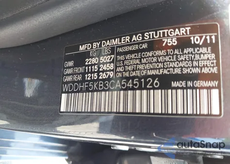 2012 Mercedes-Benz E 350 из США, поврежденный, VIN WDDHF5KB3CA545126